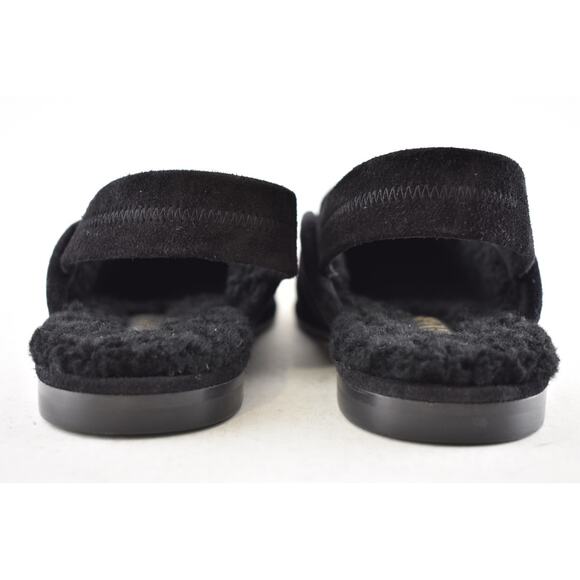 Chanel 25A Black Suede Shearling CC Moccasin Ballet Slingback Loafer Flat 36.5 - Picture 14 of 15